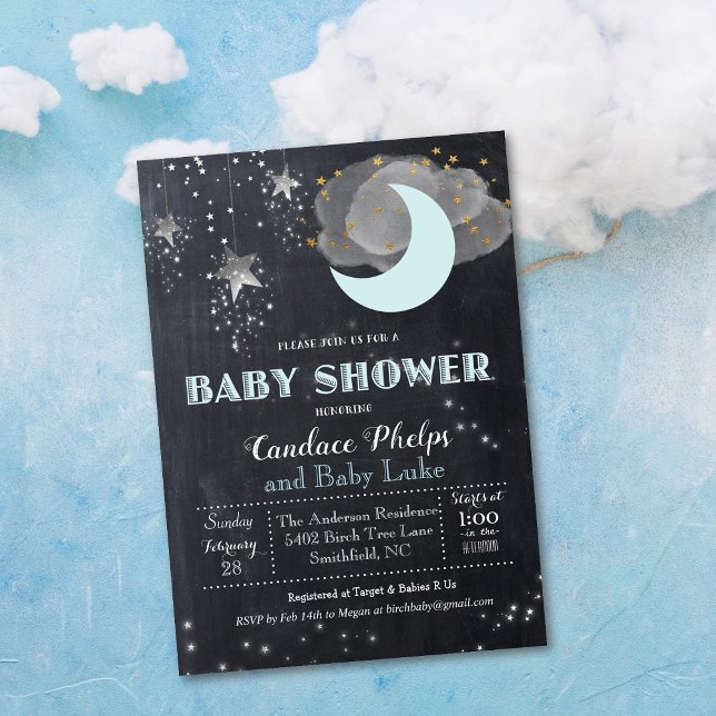Twinkle Little Star Moon Baby Shower Invitation (Creator Uploaded)
