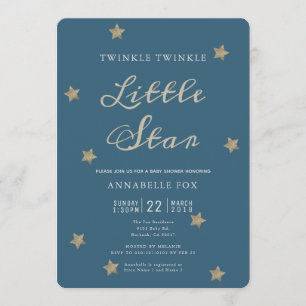 Twinkle Little Star Navy Baby Shower Invitation