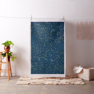 Twinkle Little Star   Navy Blue Copper Gold Dust Fabric