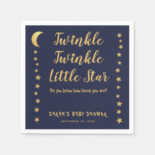 Twinkle Little Star Navy Blue Gold Baby Shower Napkin