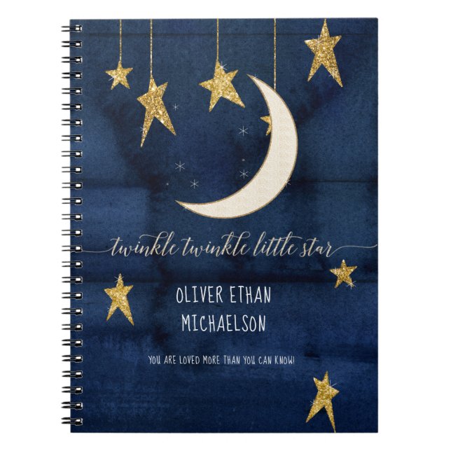 Twinkle Little Star Navy Guest Book Baby Shower (Front)