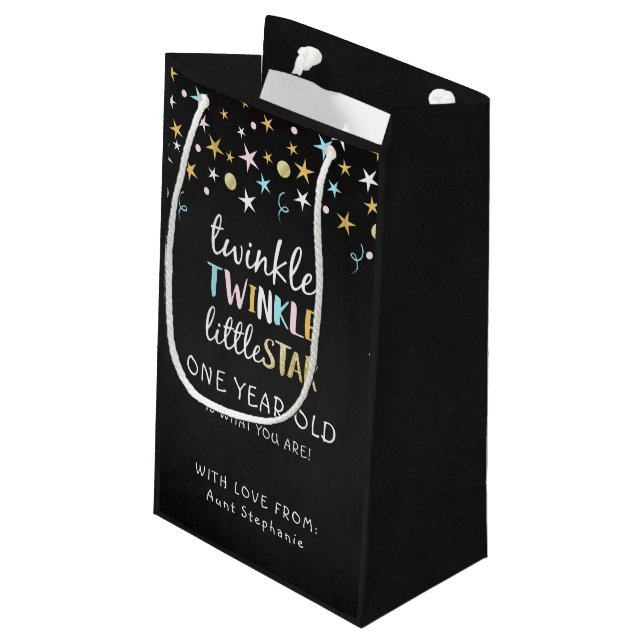 Twinkle Little Star One Year Old Is What You Are! Small Gift Bag (Back Angled)
