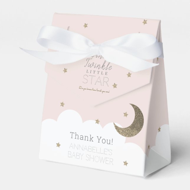 Twinkle Little Star Pink Baby Shower Favour Box (Front Side)