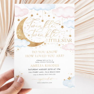 Twinkle Little Star Pink Blue Baby Shower Invitation