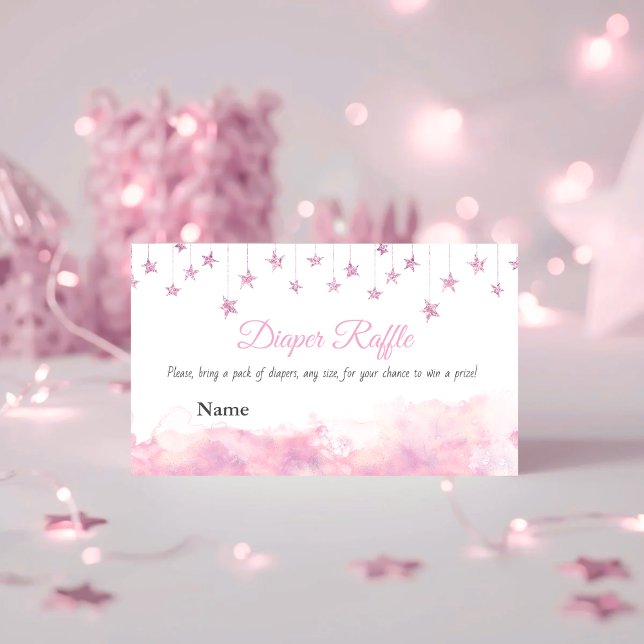 Twinkle Little Star Pink Girl Baby Shower Diaper Enclosure Card (Creator Uploaded)