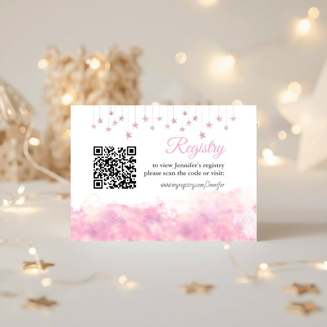 Twinkle Little Star Pink Girl Baby Shower Registry Enclosure Card (Creator Uploaded)