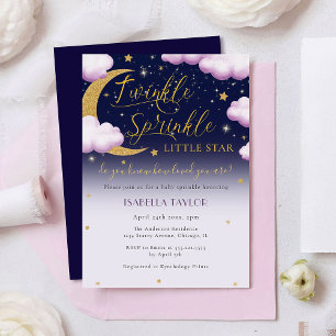 Twinkle Little Star Pink Girl Baby Sprinkle Invitation