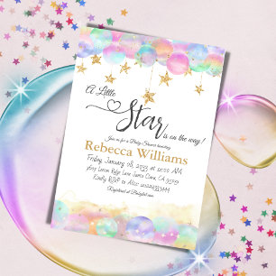Twinkle Little Star Rainbow Bubbles Baby Shower Invitation