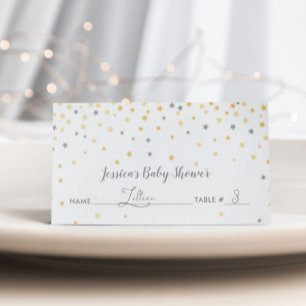 Twinkle Little Star Shower Reception Grey Place Card