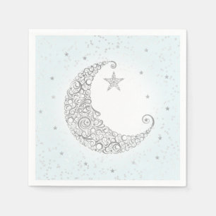 Twinkle Little Star Silver Moon Blue Napkin