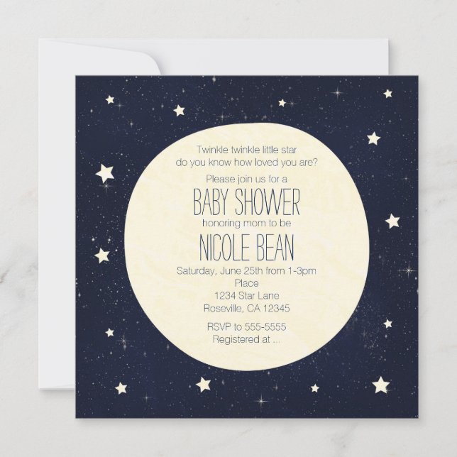 Twinkle Little Star Starry Sky & Moon Baby Shower Invitation (Front)