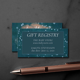 Twinkle Little Star   Teal Copper Shower Registry Enclosure Card