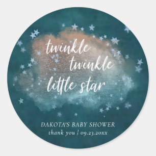 Twinkle Little Star Teal Copper Shower Thank You Classic Round Sticker