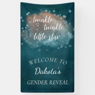 Twinkle Little Star   Teal Green and Taupe Brown Banner