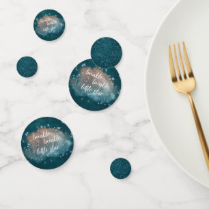 Twinkle Little Star   Teal Green and Taupe Brown Confetti