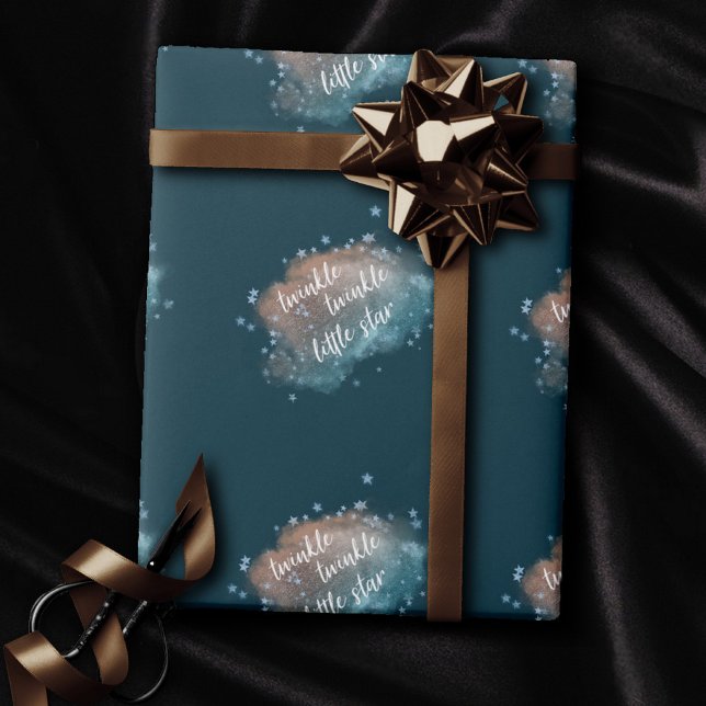 Twinkle Little Star | Teal Green and Taupe Brown Wrapping Paper (Creator Uploaded)