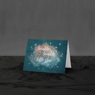 Twinkle Little Star   Teal Green and Taupe Photo Thank You Card