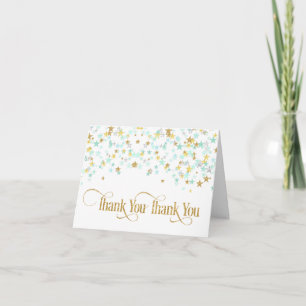 Twinkle Little Star Thank You Mint Green Gold Card