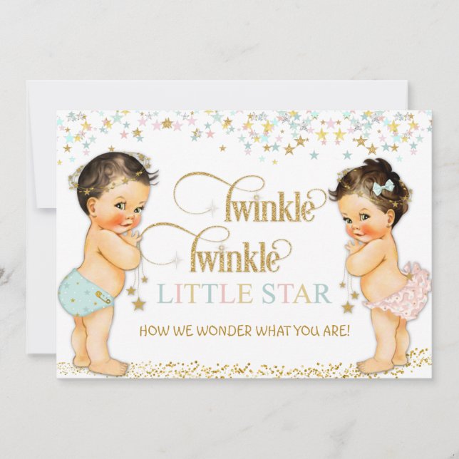 Twinkle Little Star Vintage Baby Gender Neutral Invitation (Front)