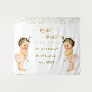 Twinkle Little Star Vintage Baby Twin Girls Tapestry