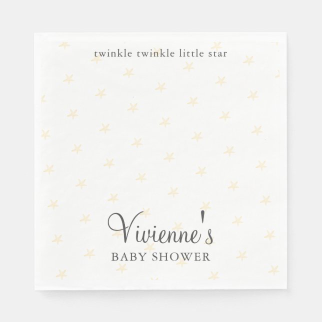 Twinkle Little Star White and Grey Baby Shower Napkin (Front)