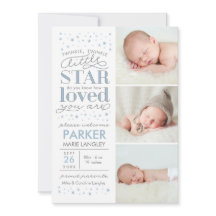 Twinkle Multi Photo Baby Boy Birth Announcement