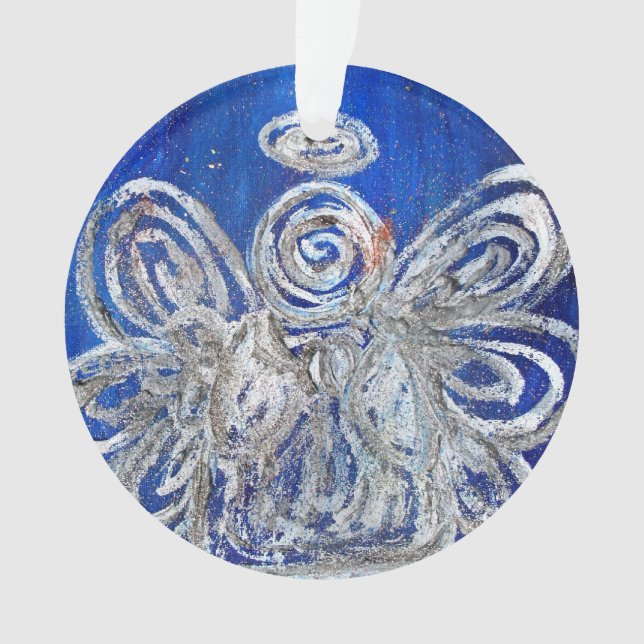 Twinkle Silver Angel Art Gift Holiday Ornament (Front)