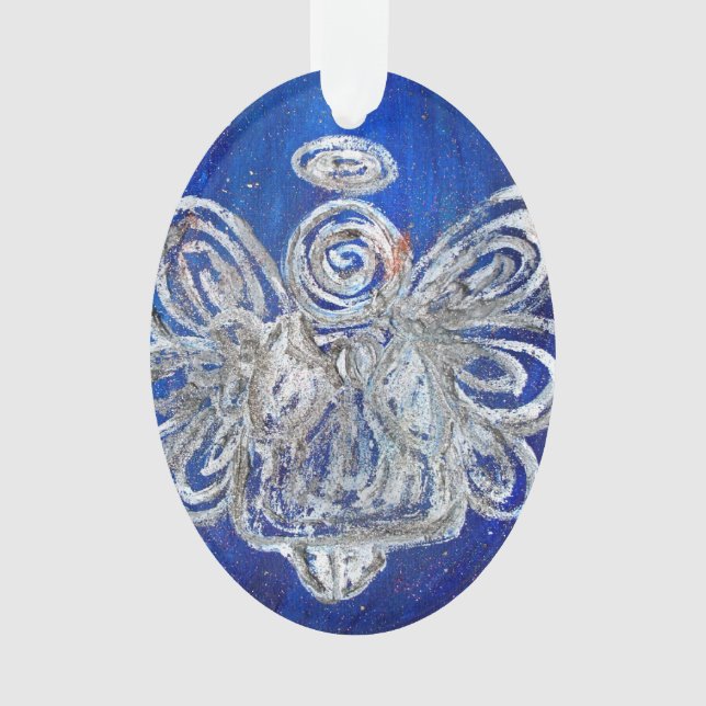 Twinkle Silver Angel Art Holiday Ornament (Front)