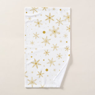Twinkle Snowflake 3 -Gold & White- Hand Towel
