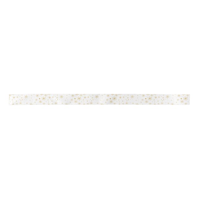 Twinkle Snowflake 3 -Gold & White- Satin Ribbon (Front)