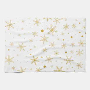 Twinkle Snowflake 3 -Gold & White- Tea Towel