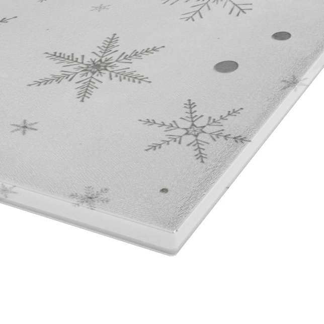 Twinkle Snowflake -Silver Grey & White- Cutting Board (Corner)