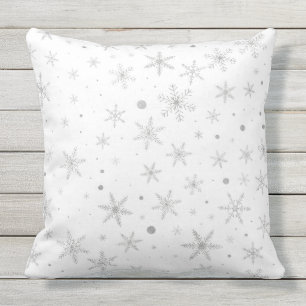Twinkle Snowflake -Silver Grey & White- Outdoor Cushion