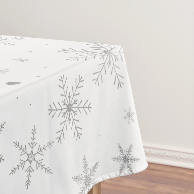 Twinkle Snowflake -Silver Grey & White- Tablecloth (In Situ)