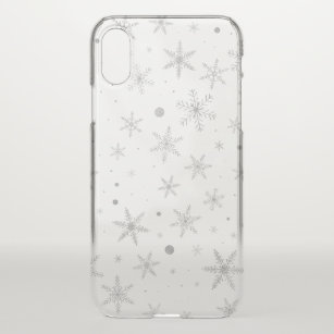 Twinkle Snowflake -Silver Grey & White- iPhone X Case