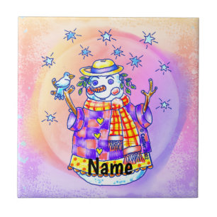 Twinkle Snowman  Ceramic Tile