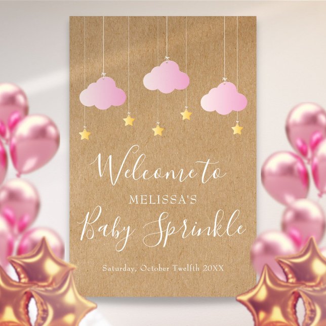 Twinkle Sprinkle Baby Girl Shower Boho Welcome Poster (Twinkle Sprinkle Baby Girl Shower Boho Welcome Poster)