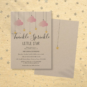 Twinkle Sprinkle Baby Shower Pink Rustic Boho Invitation