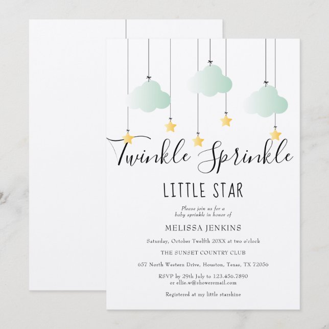 Twinkle Sprinkle Baby Shower Rustic Boho Invitation (Front/Back)