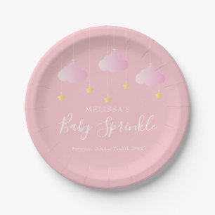 Twinkle sprinkle little star baby shower pink paper plate