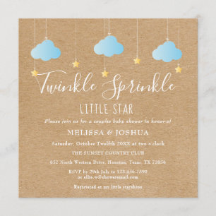 Twinkle Sprinkle Little Star Baby Shower Rustic Invitation