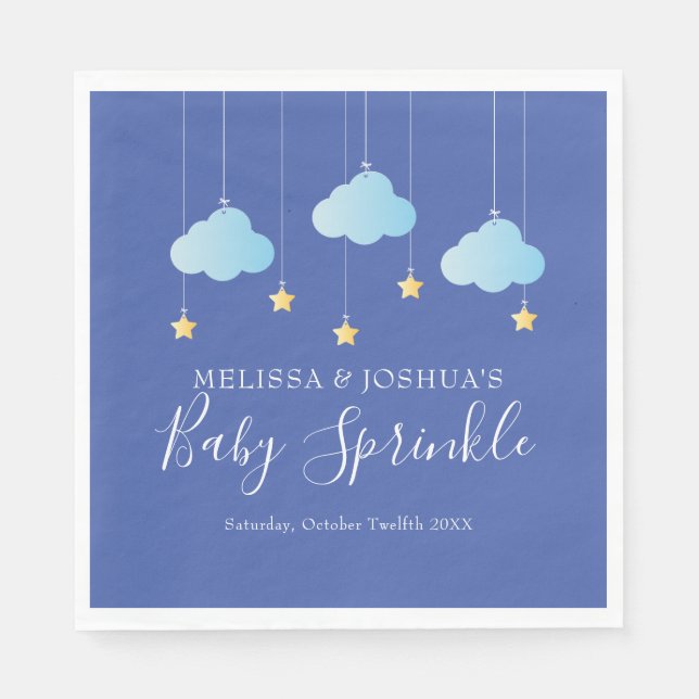 Twinkle Sprinkle Little Star Blue Baby Sprinkle Napkin (Front)