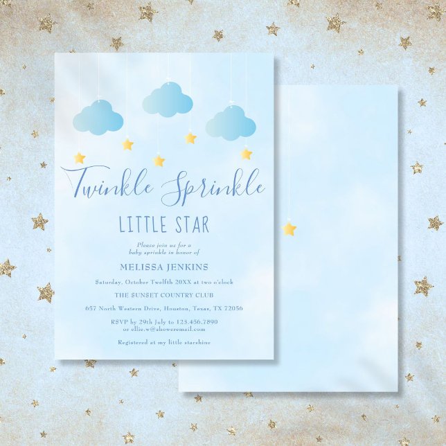 Twinkle Sprinkle Little Star Boy Blue Baby Shower Invitation (Twinkle Sprinkle Little Star Boy Blue Baby Shower Invitation)