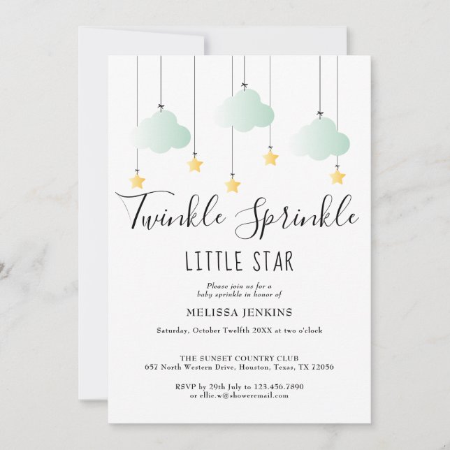 Twinkle Sprinkle Neutral All In One Baby Shower Invitation (Front)