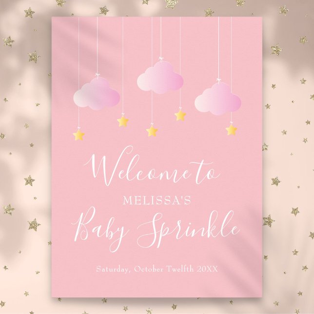 Twinkle Sprinkle Pink Baby Girl Shower Welcome Poster (Twinkle Sprinkle Pink Baby Girl Shower Welcome Poster)