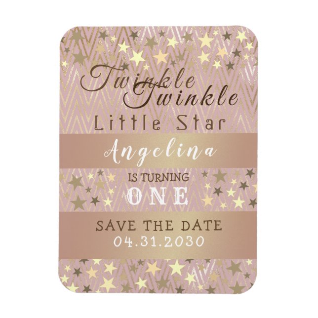 Twinkle Star 1st Birthday Save the Date Magnet (Vertical)