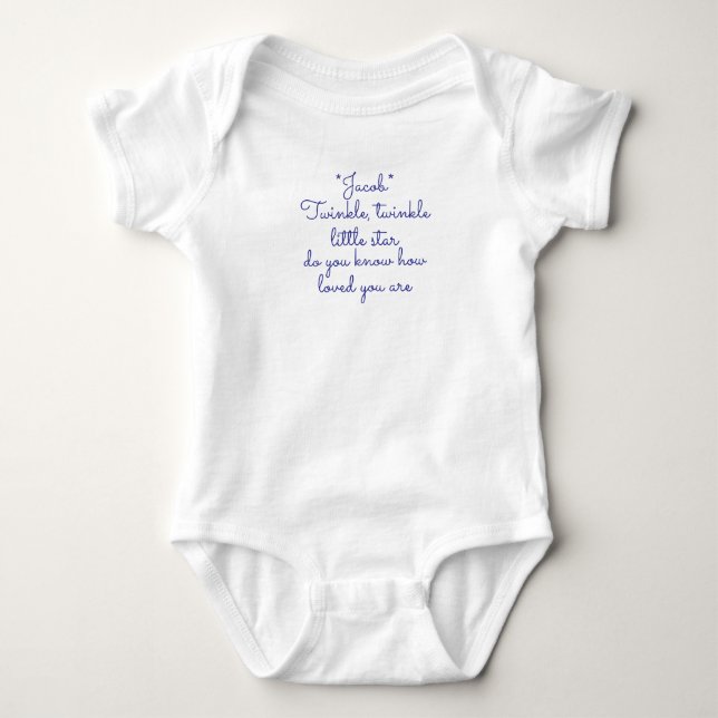 Twinkle star baby bodysuit monogrammed (Front)