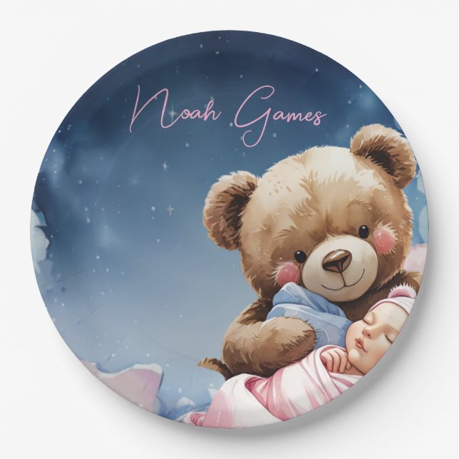 Twinkle Star Baby Boy Paper Plate (Front)