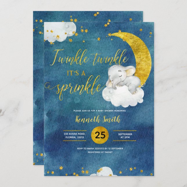 Twinkle Star Baby Sprinkle Invitation (Front/Back)