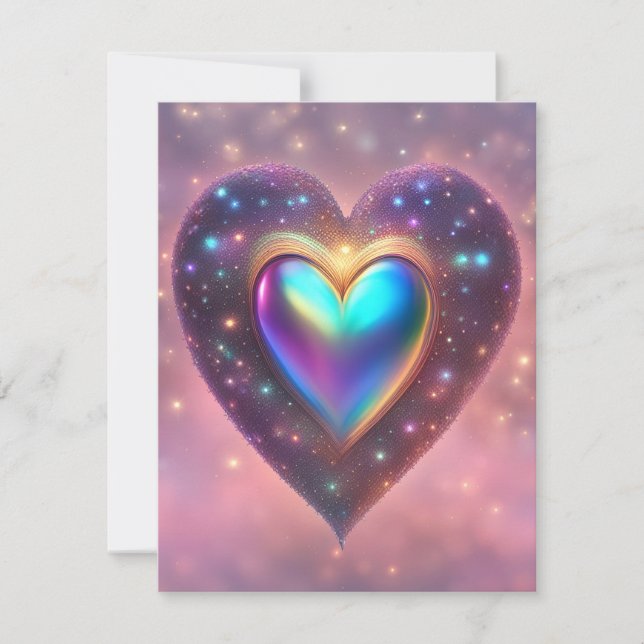 Twinkle Star Heart Holiday Card (Front)